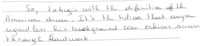 Handwritten student work